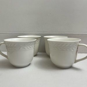 4- MUGS GIBSON USA PORCELAIN WHITE COFFEE TEA CUPS